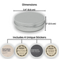 Compact 3.4-inch tin with 4 unique stickers for customizable labeling, perfect for discreet storage