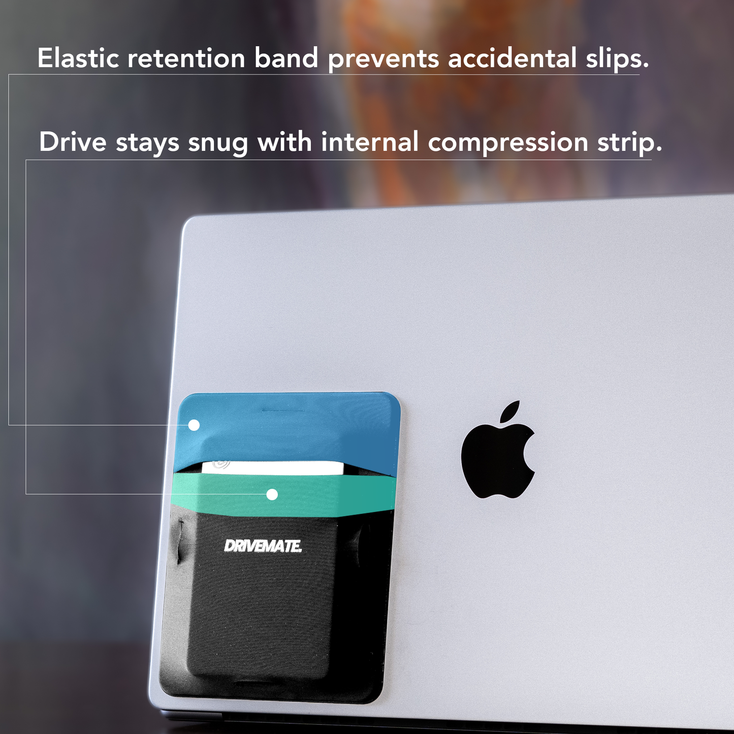DriveMate - External Hard Drive Case - SSD Holder for Laptop - Portable Hard Drive Holder - Fits Most Drives, Airpods, Airtag, Cords, Sunglasses, Smartphones - Reusable Adhesive Pocket Pouch - Black