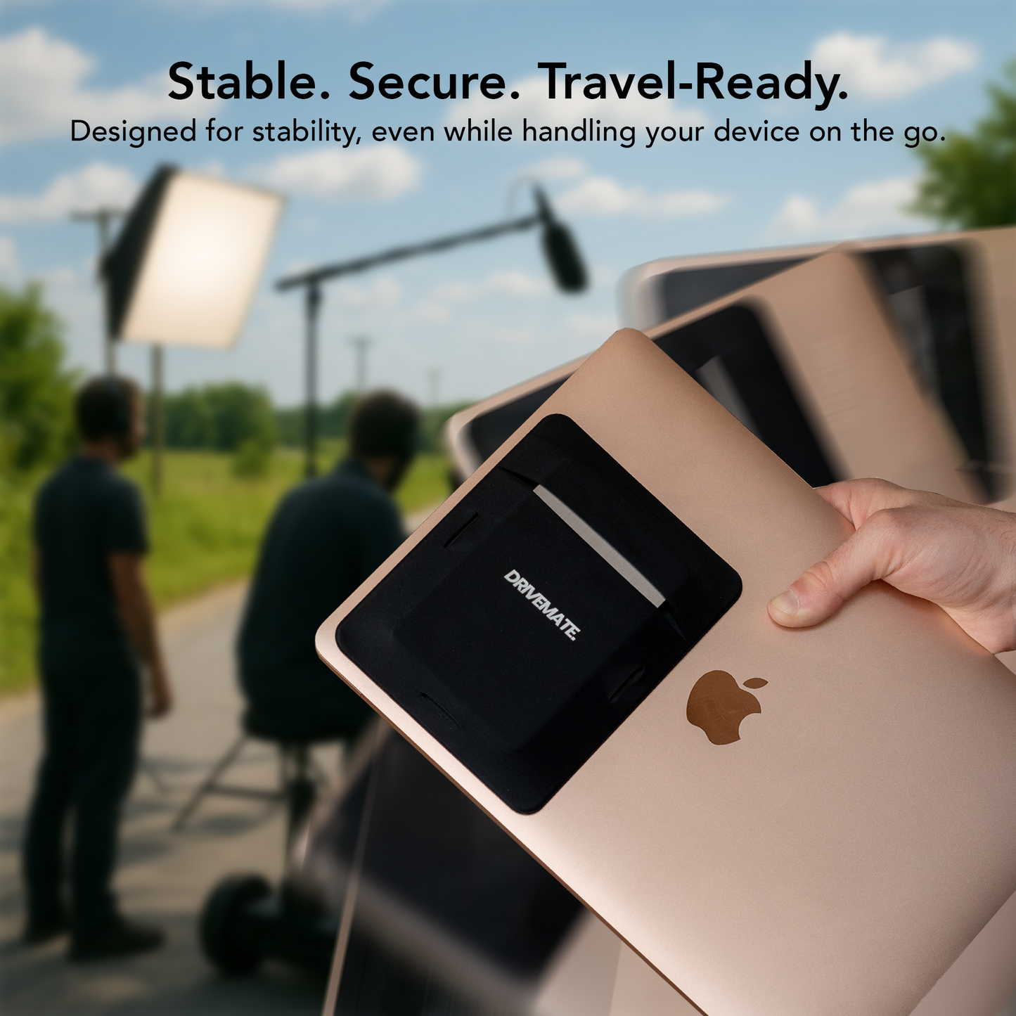 DriveMate - External Hard Drive Case - SSD Holder for Laptop - Portable Hard Drive Holder - Fits Most Drives, Airpods, Airtag, Cords, Sunglasses, Smartphones - Reusable Adhesive Pocket Pouch - Black