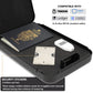Crypto Seed Bank card with tamper-evident stickers in a safe, compatible with Trezor, Ledger, and BIP-39 wallets